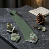 Cravate de luxe sage vert botanique monogramme pou