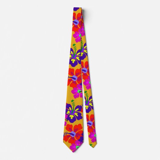 Cravate de Mariage aurifère Motif en gras Hibiscus (Devant)