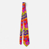 Cravate de Mariage aurifère Motif en gras Hibiscus (Dos)