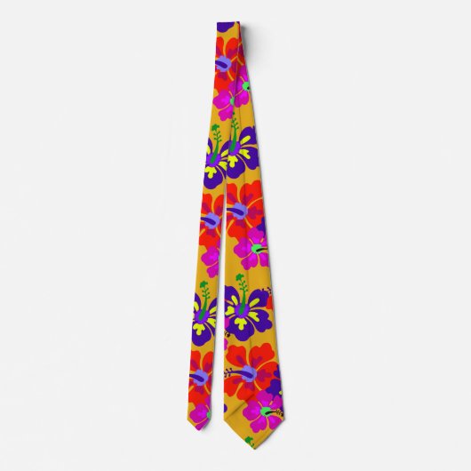 Cravate de Mariage aurifère Motif en gras Hibiscus (Dos)
