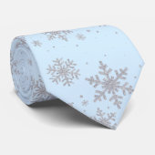 Cravate de mariage d'hiver Blue and Silver Snowfla (Roulé)
