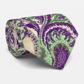 Cravate de Mariage Paisley violet et vert (Roulé)