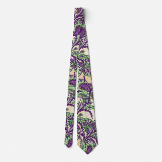 Cravate de Mariage Paisley violet et vert (Dos)