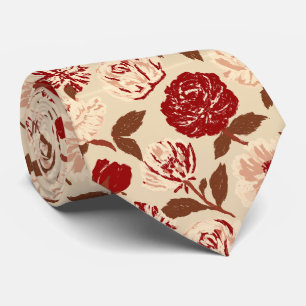 Cravate de mariage pour père à motif de rose
