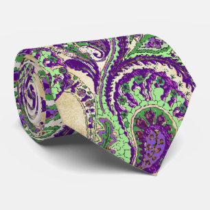 Cravate de Mariage Purple et Lime Paisley