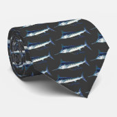 Cravate de Marlin bleu dans le gris (Roulé)