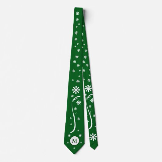Cravate de monogramme Emerald Green Flower (Devant)