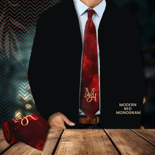 Cravate de monogramme rouge moderne