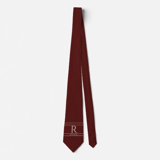 Cravate de monogramme rustique rouge classique (Devant)
