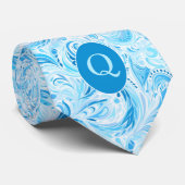 Cravate de monographie florale bleu bébé (Roulé)