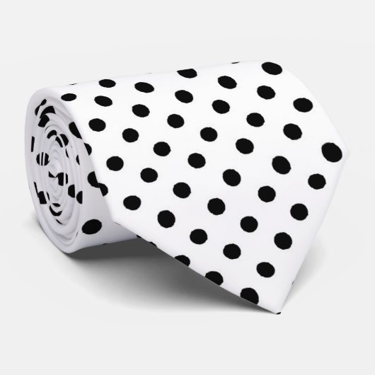 Cravate de motif à pois noir blanc (Roulé)