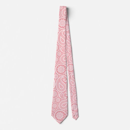 Cravate de Motif blanc et rose Vintage Paisley (Devant)