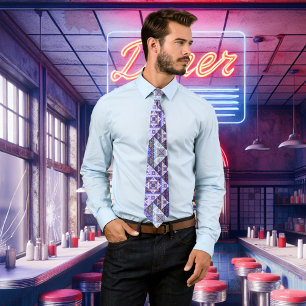 Cravate de Motif bleu violet géométrique