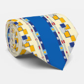 Cravate de Motif couleur bleu géométrique (Roulé)