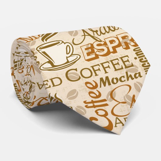 Cravate de motif d'art de mot de tasse de café (Roulé)