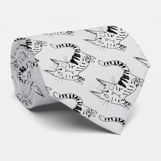 Cravate de motif de chat (Roulé)