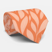 cravate de motif de la feuille tropicale de pêche (Roulé)