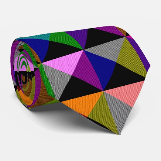 Cravate de Motif de triangles multicouleurs hypnot (Roulé)