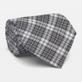 Cravate de motif en plaid noir, gris et blanc (Roulé)