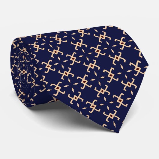 Cravate de Motif géométrique Abstraite bleu foncé (Roulé)