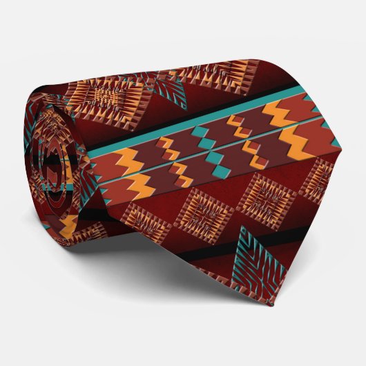 Cravate de motif géométrique du sud-ouest (Roulé)