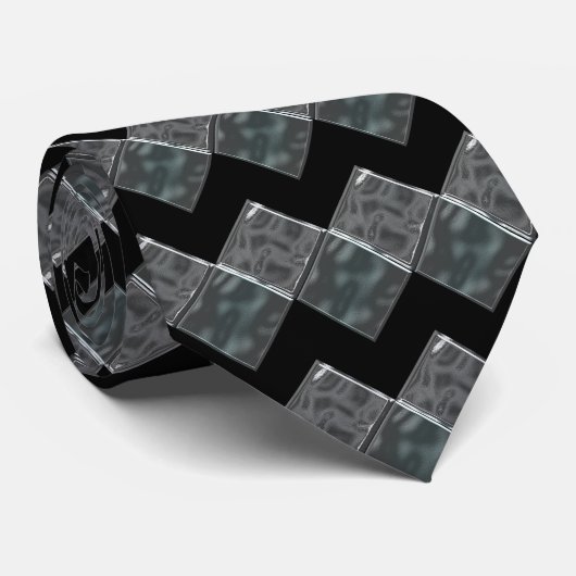 Cravate de Motif noir gris vert diamant (Roulé)