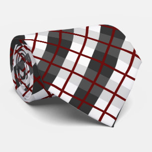 Cravate de Motif rouge foncé noir et blanc rétro