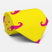 Cravate de moustache jaune et rose néon (Roulé)