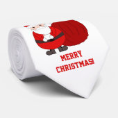 Cravate de Noël Joyeux Blanc Personnalisée Avec Mi (Roulé)