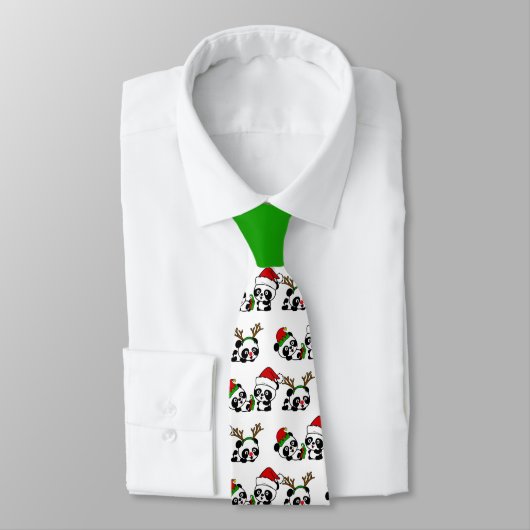 Cravate de Noël Pandas (Attaché)