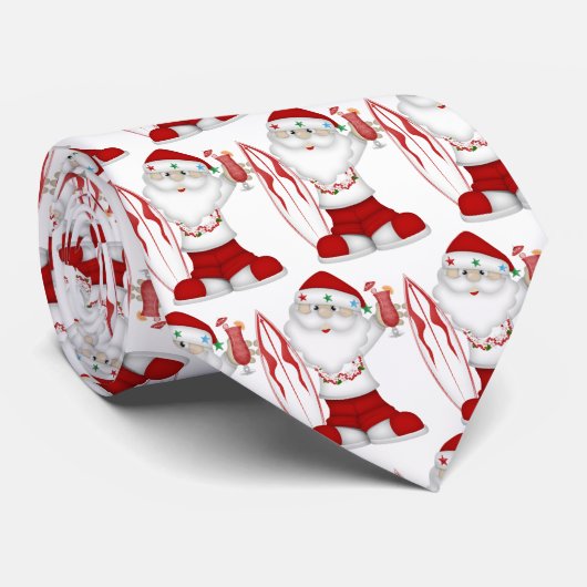Cravate de Noël tropical de Surfing Père Noël (Roulé)