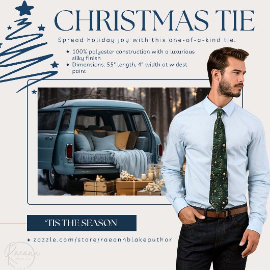 Cravate de Noël Vert et Or personnalisé