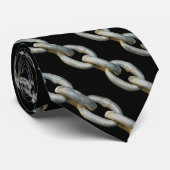 CRAVATE DE NOMBREUSES CHAINES - NOIR/EAU/MÉTAL (Roulé)