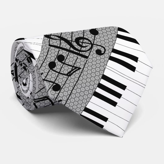 Cravate de notes clavier de musique (Roulé)