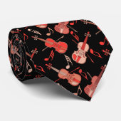 Cravate de notes musicales pour violons à la ligne (Roulé)