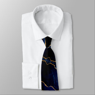 Cravate de Parties scintillant en or noir bleu mar