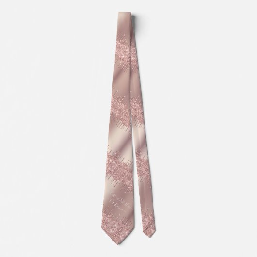 Cravate de Parties scintillant rose Gold avec text (Devant)
