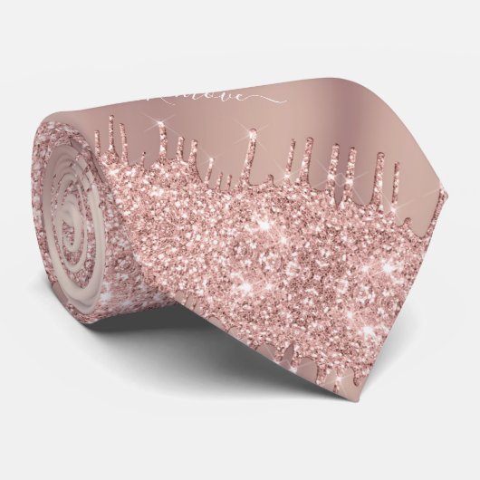 Cravate de Parties scintillant rose Gold avec text (Roulé)