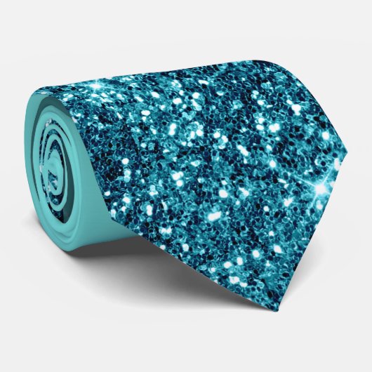 cravate de Parties scintillant turquoise (Roulé)