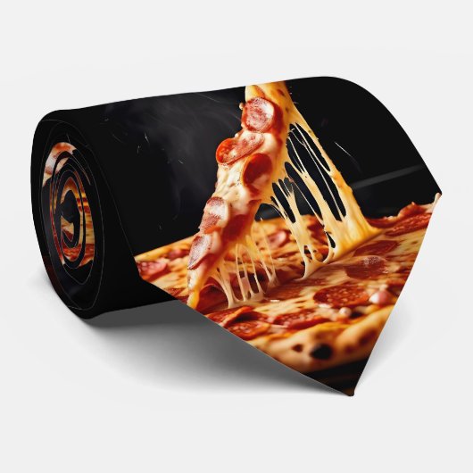 Cravate de pizza noire (Roulé)