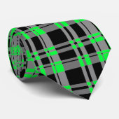 Cravate de plaid de noir et de vert de chaux (Roulé)
