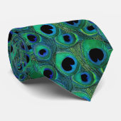 Cravate de plume de paon - noir vert-bleu (Roulé)