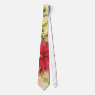 Cravate de poinsettia et de houx