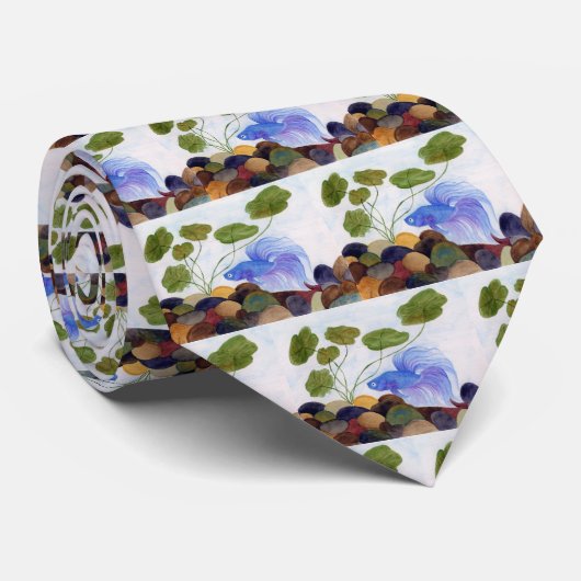 Cravate de poisson bleu Betta (Roulé)