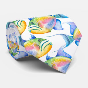 Cravate de poissons tropicaux colorés