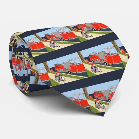 Cravate de pompier, dalmate et pompier (Roulé)