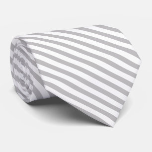 Cravate de rayures diagonales gris clair et blanc