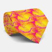 Cravate de rose et de jaune d'art abstrait (Roulé)