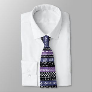 Cravate De Style Tribal Moderne Violet Et Noir