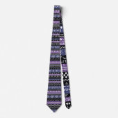 Cravate De Style Tribal Moderne Violet Et Noir (Devant)